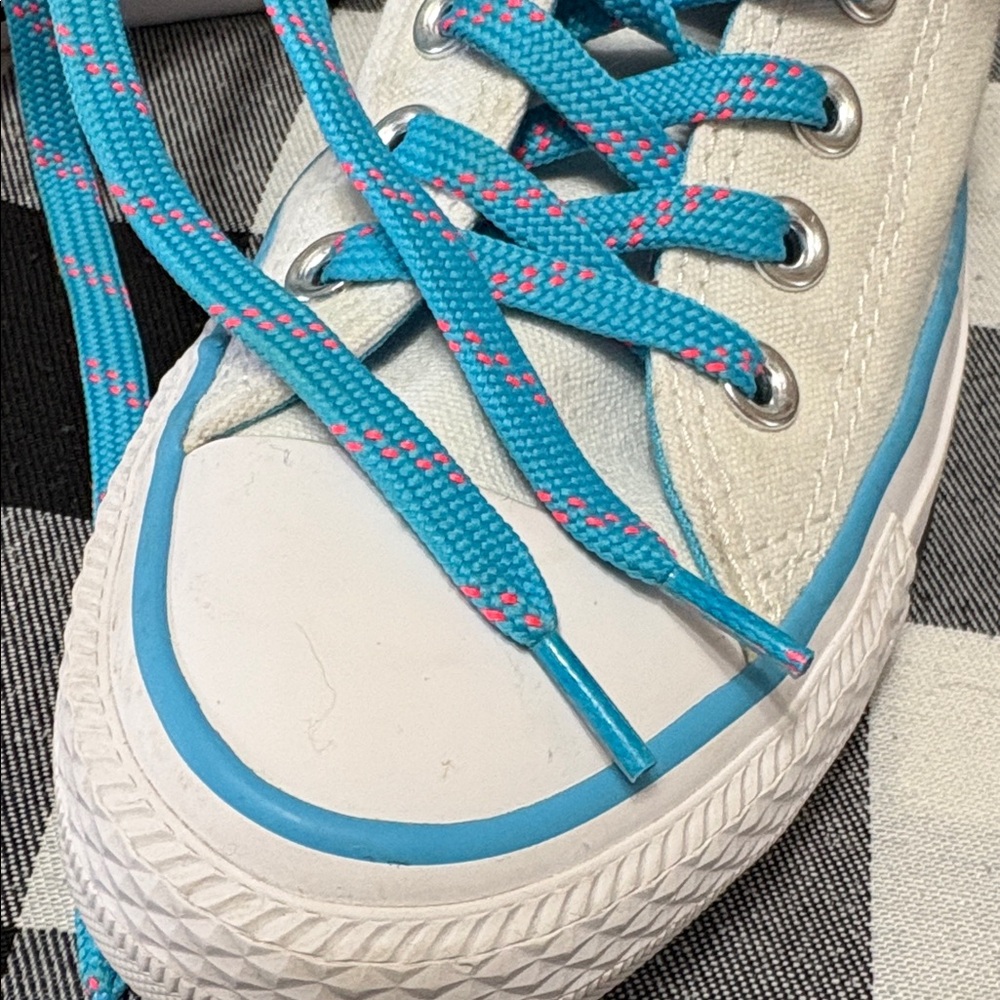 Converse All Star White Blue Low Lace Up Sneaker Shoes Women's Size 7.5 - Picture 13 of 13